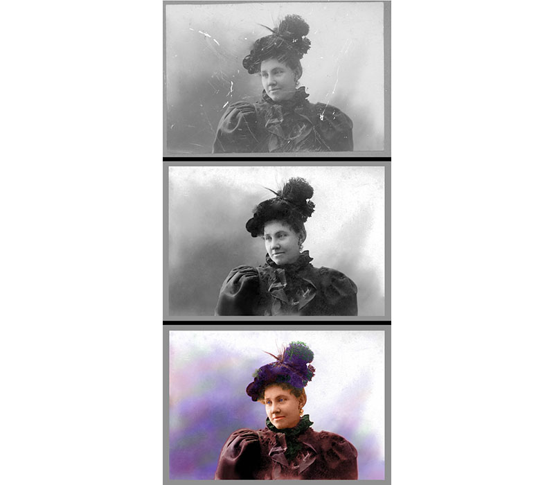Picture Restoration - I had to restore a an old picture in poor condition. I restored it to black and white, then I colorized it with Adobe Photoshop.